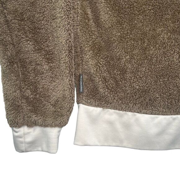 Columbia Coat Women's Size Large Brown Teddy Fleece Full Zip Hooded Jacket - Picture 8 of 11